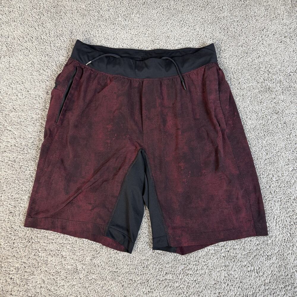 Lululemon Shorts Mens X-LARGE Red Mesh Drawstring Pockets Breathable 10 Inseam